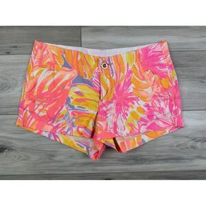 Lilly Pulitzer Shorts Floral Pink Kerrie‎ Cotton Tropical Sunsplashed Sz 4